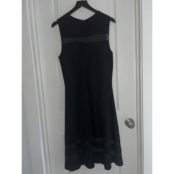 St. John Black Sleeveless Sheer Panel Midi Dress Sz 10 - Picture 9 of 9